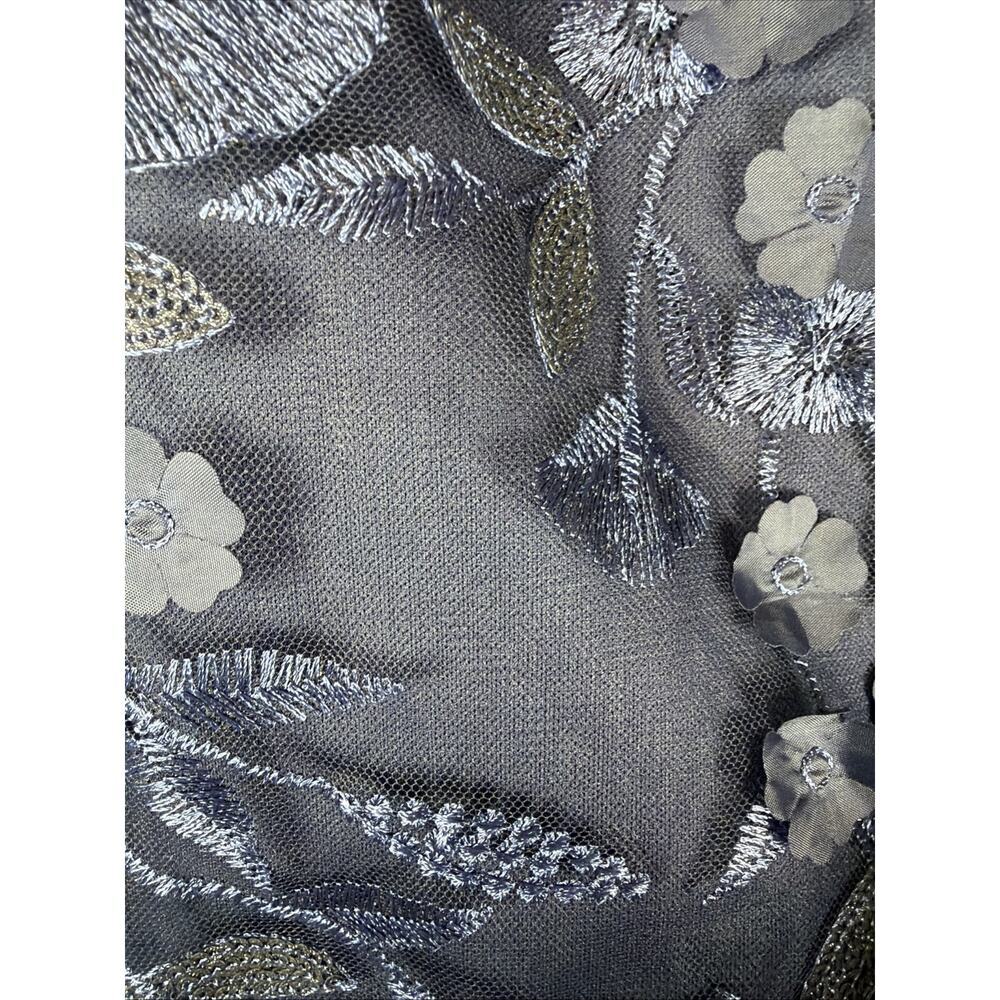 Maggy London Elegant Illusion Floral Mesh Embroidered Cocktail Dress Sz 6 Blue - Picture 4 of 9